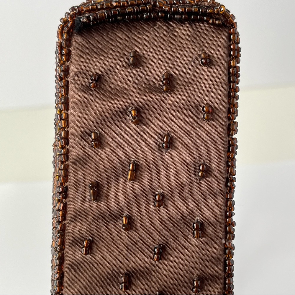 Elegant Brown Beaded Handbag Vintage Bijoux Terner - Picture 14 of 15